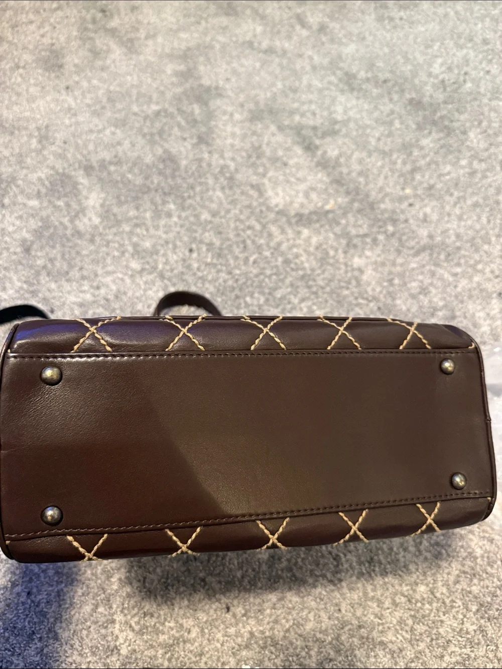 CHANEL Brown Quilted Leather Satchel with Contrast Stitching